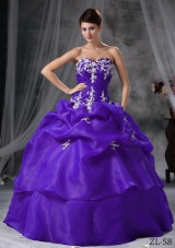 Ball Gown Sweetheart Appliques and Pick-ups Quinceanera Dress