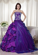 Ball Gown Strapless Sweet Sixteen Quinceanera Dresses with Appliques and Ruffles