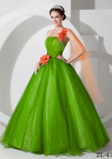 Discount One Shoulder Hand Made Flowers Long Princess Quinceanera Dresses