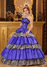 Popular Princess Sweetheart Taffeta Ruffles Purple Quinceanera Dresses