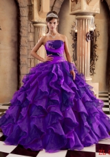 Ball Gown Strapless Ruffles and Appliques Quinceanera Gowns Dresses