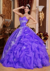 Purple Ball Gown Sweetheart Beading Ruffles Dresses For a Quinceanera