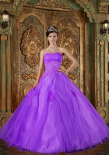 Purple Sweetheart Organza Appliques for Princess Quinceanera Gowns