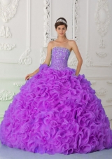 Strapless Quinceanera Gowns with Ruffles and Beading Organza