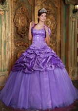 Sweetheart Organza Appliques and Pick-ups for Purple Quinceanera Gowns