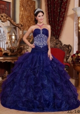 A-line Sweetheart Organza Beading Quinceanera Dress with Ruffles