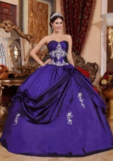 Affordable Purple Ball Gown Sweetheart Appliques Quinceneara Dresses