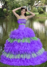 Beaded Decorate Bust Sequins Multi-color Strapless The Super Hot Sweet Quinceanera Dress