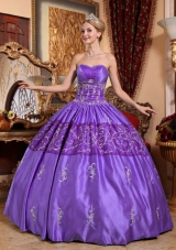 Brand New Purple Ball Gown Sweetheart Embroidery Quinceanera Gowns Dresses