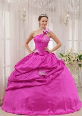 Cheap Hot Pink Ball Gown Strapless 2014 Quinceanera Dresses with Beading