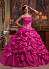 Popular Strapless Puffy 2014 Quinceanera Dress with Appliques