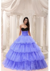 Purple Sweetheart Beaded and Layers Ball Gown Quinceanera Dress