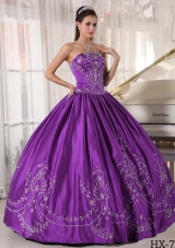 Discount Puffy Strapless Sweet Sixteen Dresses with Embroidery