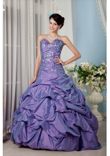 Lilac A-line Sweetheart Sequins Quinceanera Dress with Pick-ups and Beading