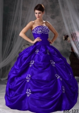 New Style Strapless Taffeta Appliques Quinceanera Gowns