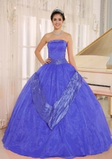 Purple Beaded Decorate 2014 Dress For Quinceaneras With Strapless