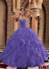 Purple Princess Sweetheart Organza Ruffles Dresses For a Quince