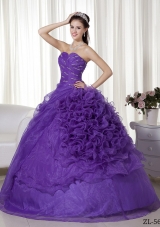 Purple Sweetheart Organza Beading and Ruffles Quinceanera Dresses