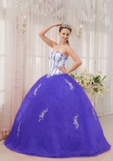 White and Purple Sweetheart Appliques Elegant Quinceanera Dress