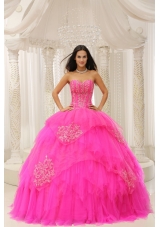 2014 New Style Hot Pink Sweetheart Embroidery Quinceanera Dresses