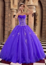 Purple Princess Organza Quinceanera Gowns with Beading