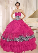 Wholesale Sweetheart Ruffles Zebra Quinceanera Dresses With Beading