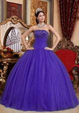 Wonderful Strapless Embroidery with Beading Quinceanera Dress