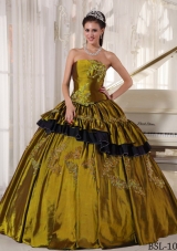 Ball Gown Strapless Olive Green Quinceanera Dress with Beading