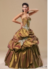 Discount Appliques Strapless Pick-ups Dresses For Quinceaneras