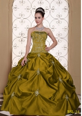 Embroidery Strapless Modest Quinceanera Dresses Gowns with Pick-ups