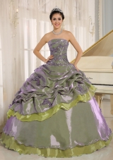 Olive Green Embroidery Decorate Clearance Dresses For a Quinceanera