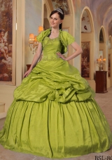 Olive Green Sweetheart Taffeta Quinceanera Dress with Beading