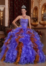 2014 Exclusive Puffy Sweetheart Ruffles and Beading Quinceanera Dresses