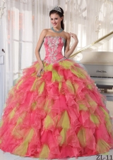 2014 Luxurious Puffy Strapless Appliques Long Quinceanera Dresses