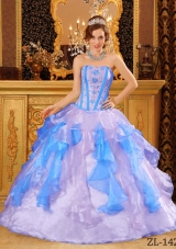 2014 Multi-Color Puffy Sweetheart Appliques Quinceanera Gowns