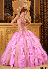 2014 Perfect Puffy One Shoulder Beading and Ruffles Quinceanera Dresses