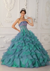 2014 Puffy Strapless Beading and Appliques Quinceanera Dresses