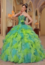 Affordable Puffy Sweetheart Ruffles 2014 Quinceanera Dress
