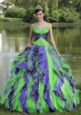 Brand New Straps Beading 2014 Colorful Quinceanera Dresses