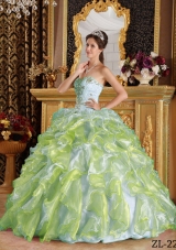 Colourful Puffy Sweetheart 2014 Appliques Quinceanera Dress with Ruffles