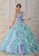 Elegant Multi-Color Puffy Strapless Ruffles Quinceanera Dress for 2014
