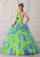 Multi-color Puffy Strapless Appliques Quinceanera Dresses for 2014