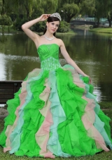Sweet Appliques and Ruffled Layered Quinceanera Dresses Wear For 2014