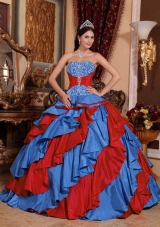 2014 Multi-color Puffy Strapless Embroidery Quinceanera Dresses