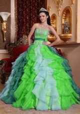 2014 Puffy Sweetheart Beading and Appliques Quinceanera Dresses
