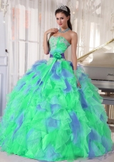 2014 Quinceanera Dresses in Colourful Sweetheart Ruffles and Appliques