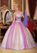 Pretty Multi-color Puffy Sweetheart 2014 Beading Sweet 16 Dresses