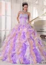 Popular Multi-color Puffy Sweetheart 2014 Appliques Quinceanera Dresses