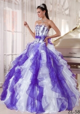 2014 Colorful Puffy Strapless Quinceanera Dresses with Beading
