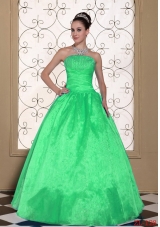 2014 Lovely Strapless Princess Quinceanera Dress with Beading
